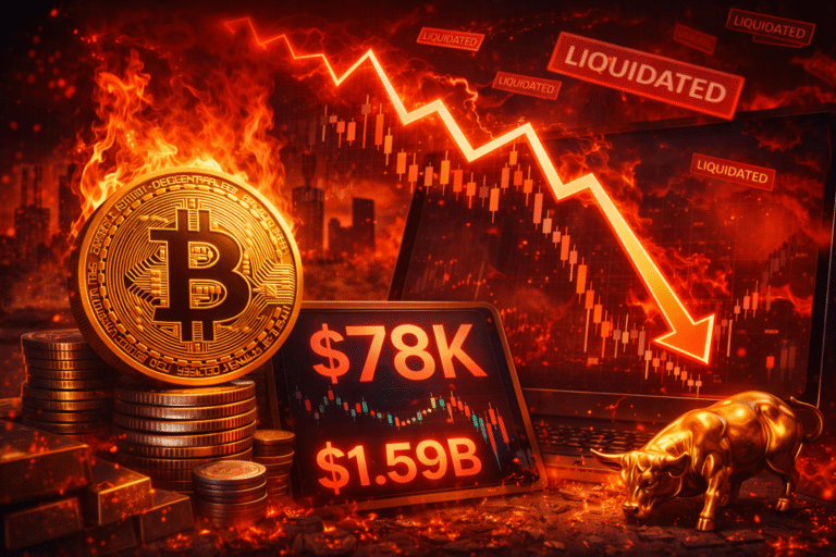 Bitcoin Slides to $78K as Liquidations Hit $1.59B and Fear Grips Crypto Market