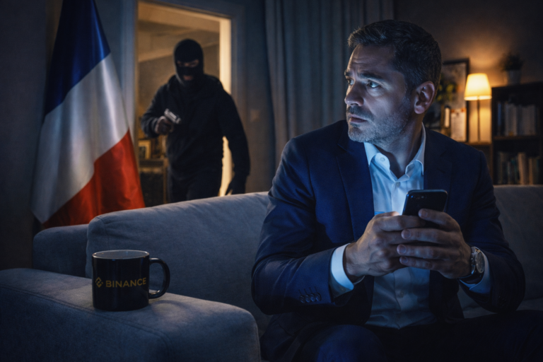 Binance France executive survived a failed home invasion as three masked suspects fled after stealing phones, raising security concerns.