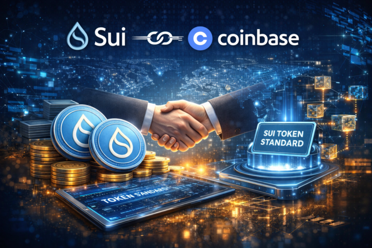 Sui partners with Coinbase to adopt the Sui token standard, enabling native USDC access, institutional adoption, and broader ecosystem growth.