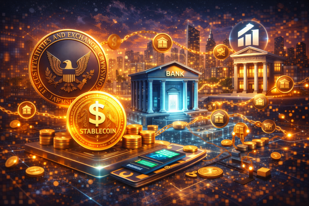 Weekly tokenization update covering SEC stablecoin guidance, U.S. bank deposit token pilots, State Street initiatives, BNP Paribas Ethereum experiments, Ondo DVN adoption.