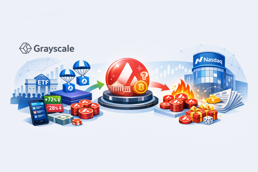 Grayscale launches Avalanche Staking ETF on Nasdaq under ticker GAVA, giving investors AVAX exposure and staking rewards through a regulated exchange-traded product.