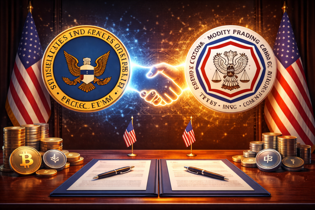 SEC and CFTC sign new agreement to coordinate crypto regulation, reduce conflicts, and give clearer rules for digital assets, markets, and institutional investment.