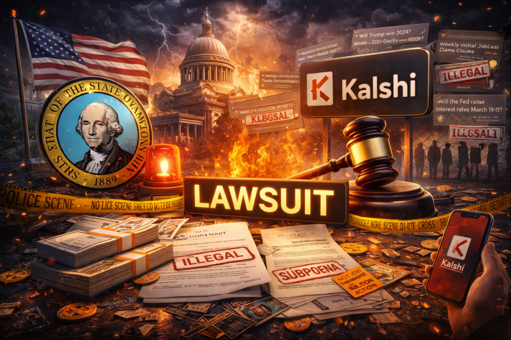 Washington sues Kalshi over illegal prediction markets, following Nevada action, raising concerns about youth targeting and online betting laws.