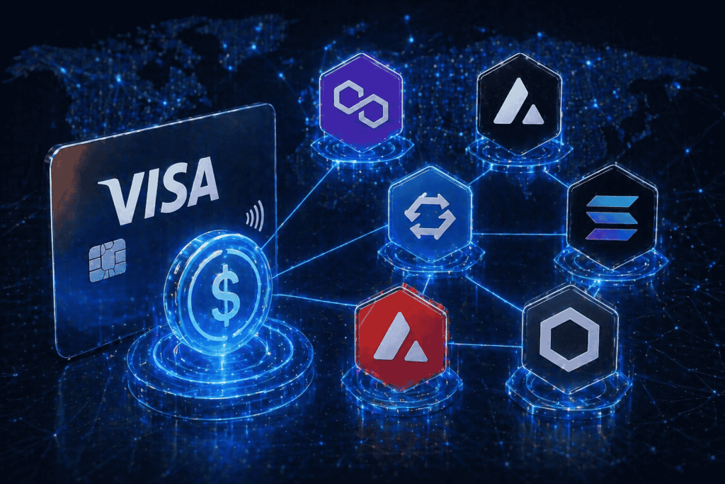 Visa adds Polygon, Base, Canton, Arc, and Tempo to stablecoin pilot, growing blockchain settlement options worldwide.