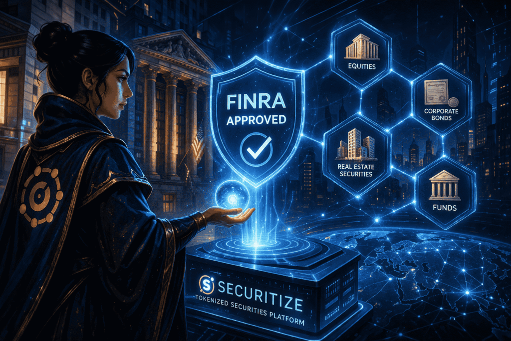Securitize tokenized securities platform receives FINRA approval to expand broker-dealer operations, enabling custody, atomic settlement, and stablecoin-based onchain securities trading.