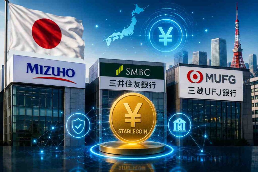 Japan's top 3 banks plan a joint stablecoin launch by fiscal year 2026, targeting over 300,000 corporate clients.