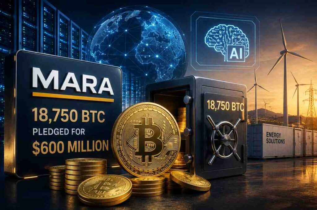 MARA pledges 18,750 BTC for $600 million in loans, funding Bitcoin mining, AI, energy, and computing expansion.