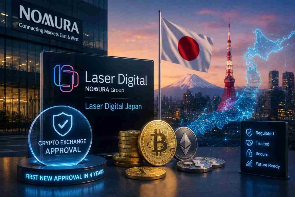 Laser Digital Japan crypto exchange gains approval, marking Japan’s first new crypto exchange registration in 4 years and expanding institutional access.