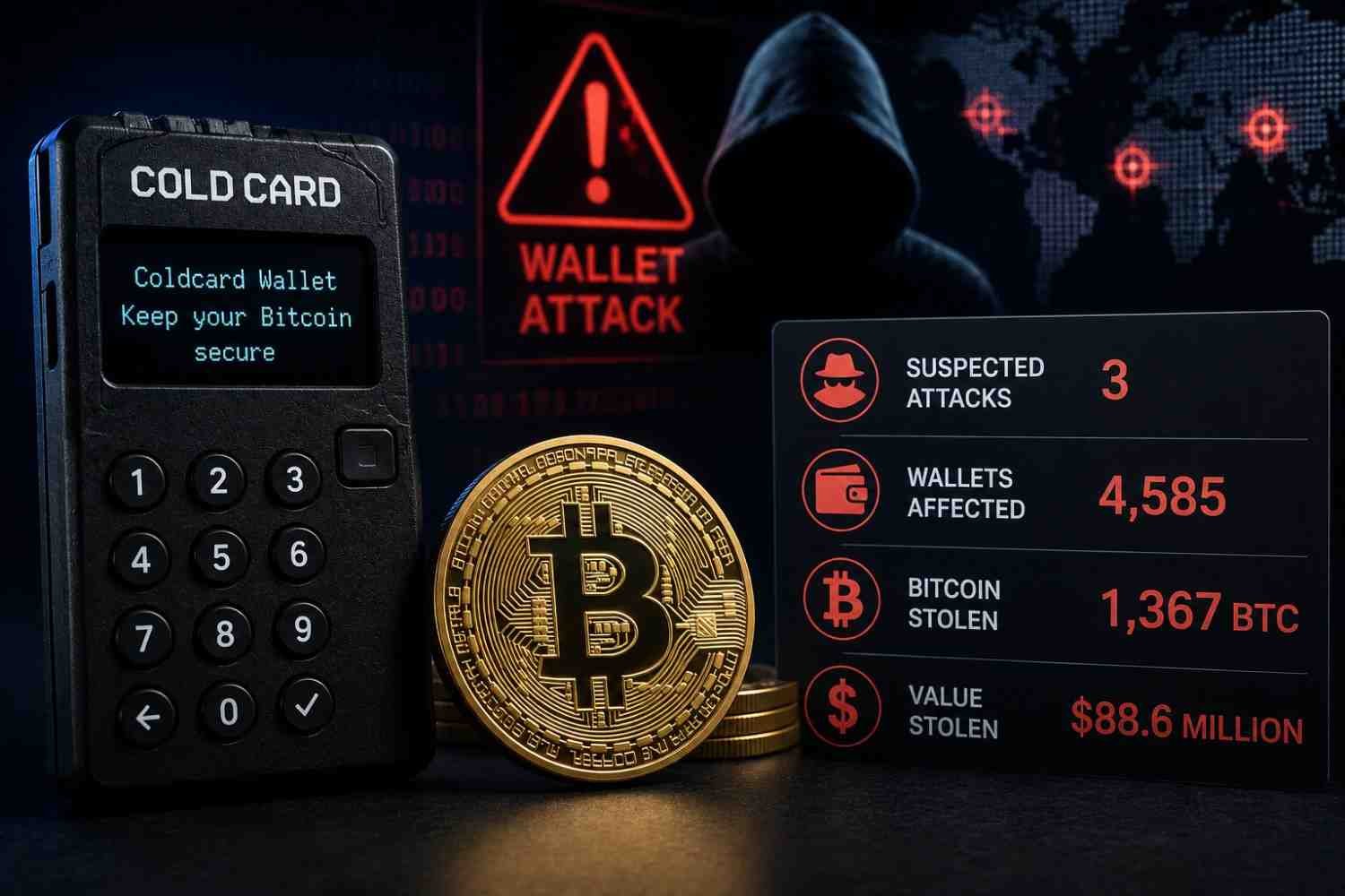 Galaxy Research Finds 3 Suspected Coldcard Wallet Attacks That Stole 1,367 BTC Worth $88.6 Million